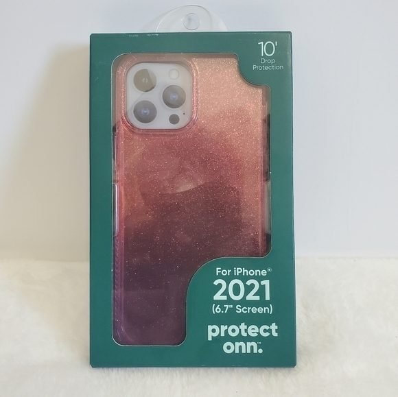 ONN. Purple Pink Red Glitter Ombre IPhone 2021 6.7" Screen Case - Picture 6 of 10